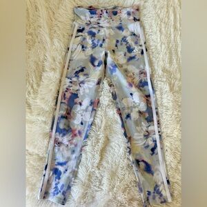 Adidas Girls Floral Blue Purple Leggings Size: 10/12